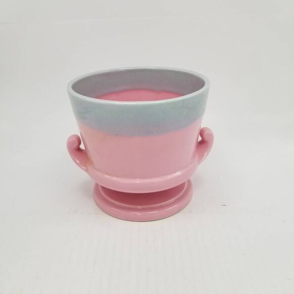 Vintage Planter Hull Pottery, Pedestal Foot, Pink Blue, Double Handles - Picture 1 of 6